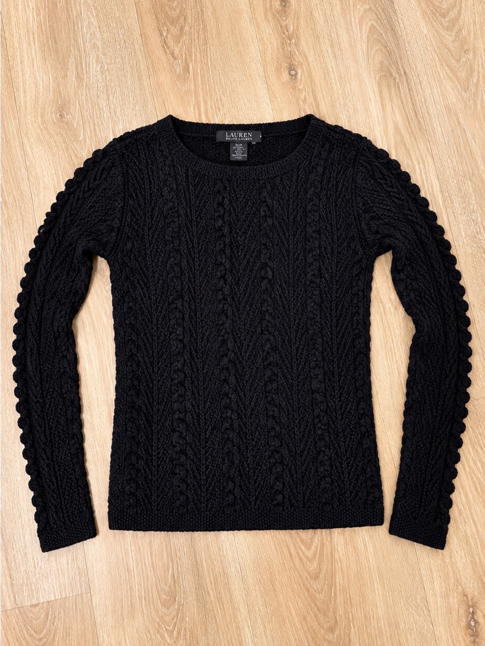 Adrienne Vittadini Black Metallic Crew Neck Sweater